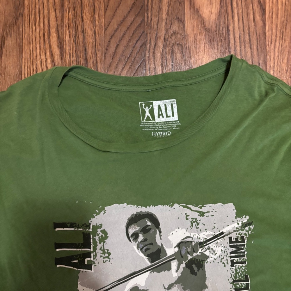 Hybrid Apparel * Muhammad Ali Green Short Sleeve Tee * Men Large. - Picture 7 of 11